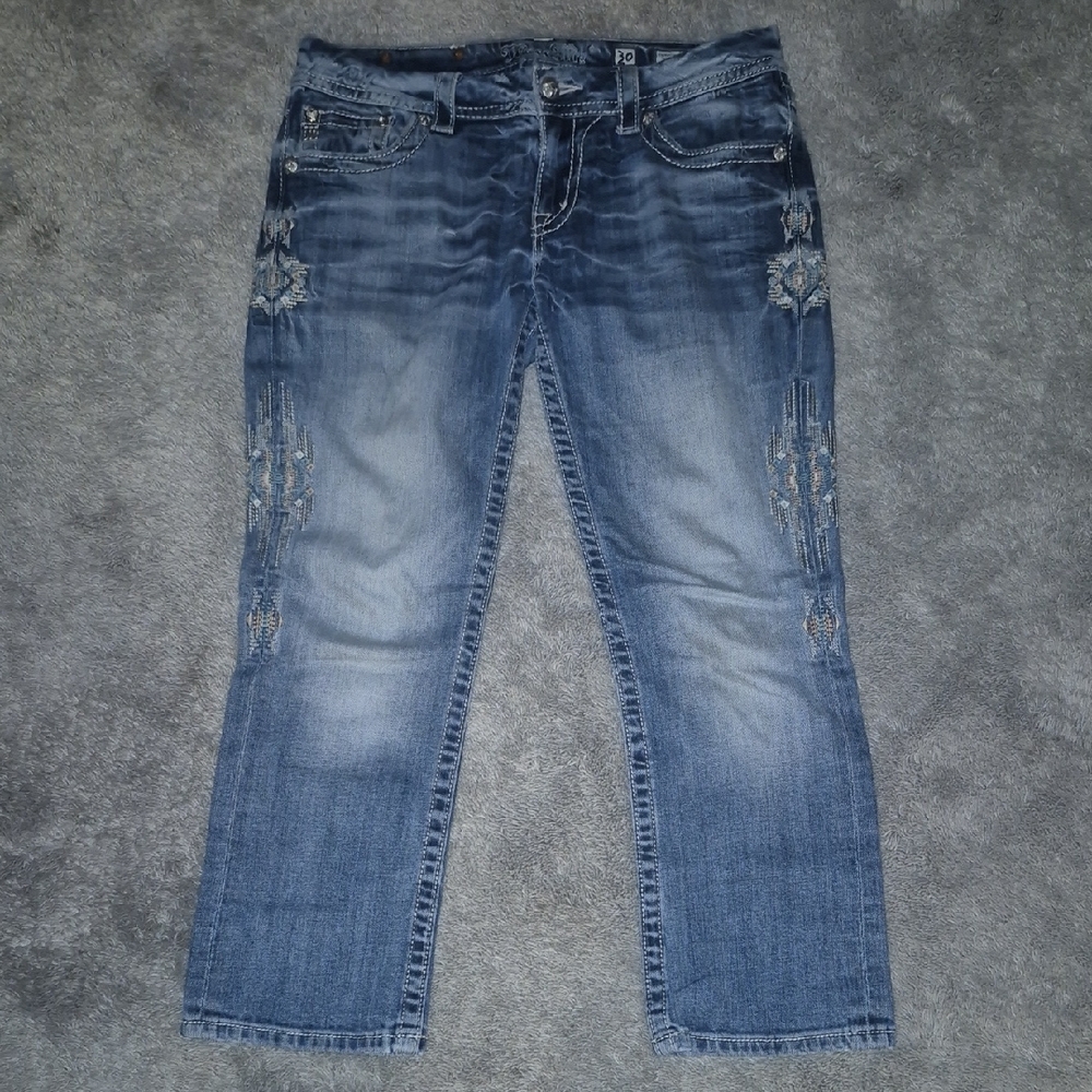 Miss Me Embellished Blue Straight Leg Jeans